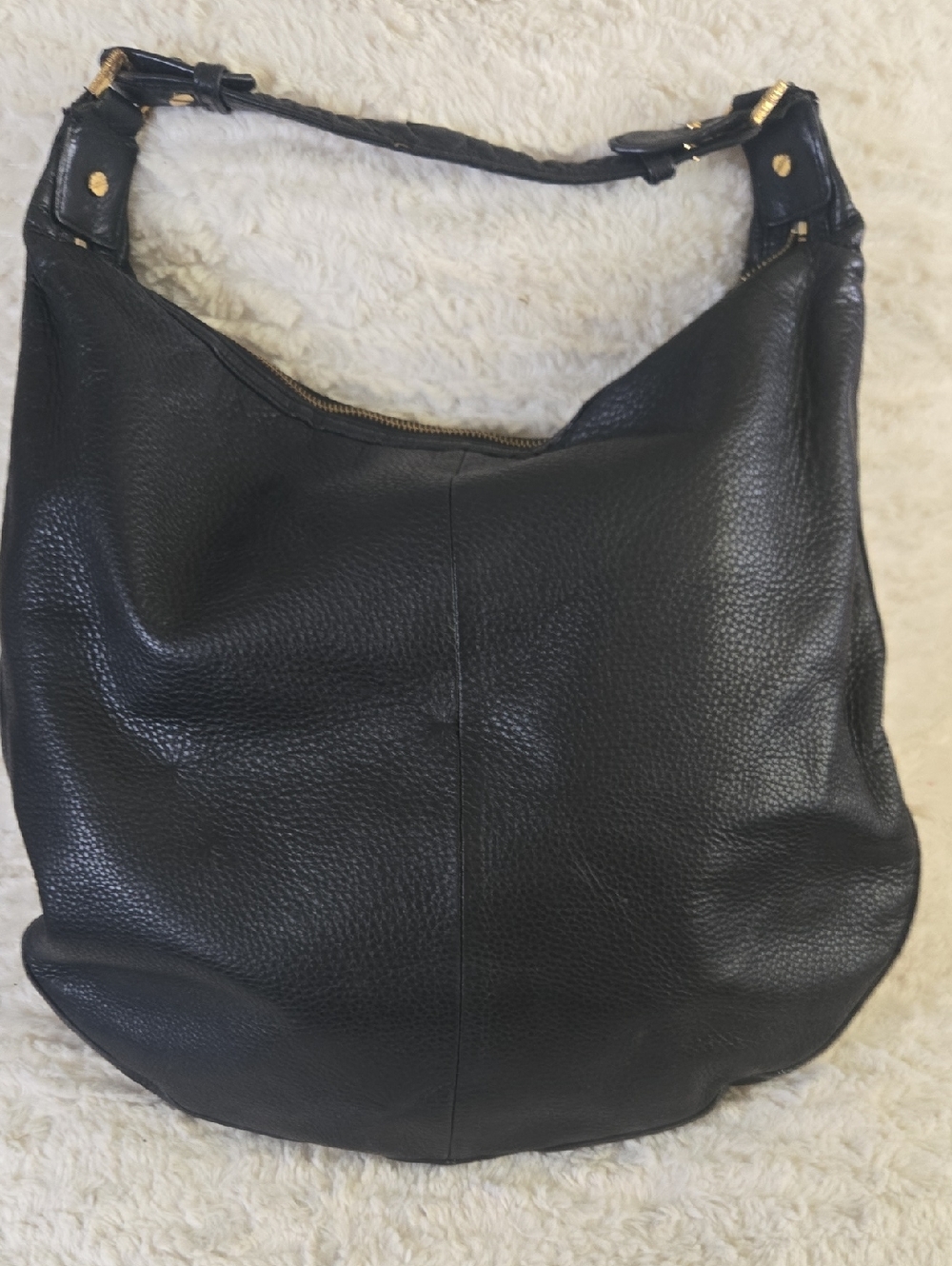 Tory Burch Black Leather Shoulder Bag with Decorative Logo Medallion - Picture 6 of 16